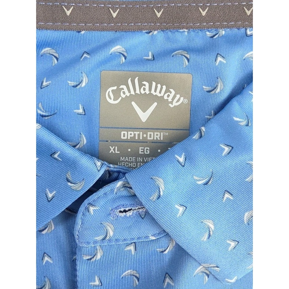 NWT Callaway Opti-Dri AOP Polo Golf Shirt Blue Men's Sz XL STRETCH NWT - Picture 2 of 8